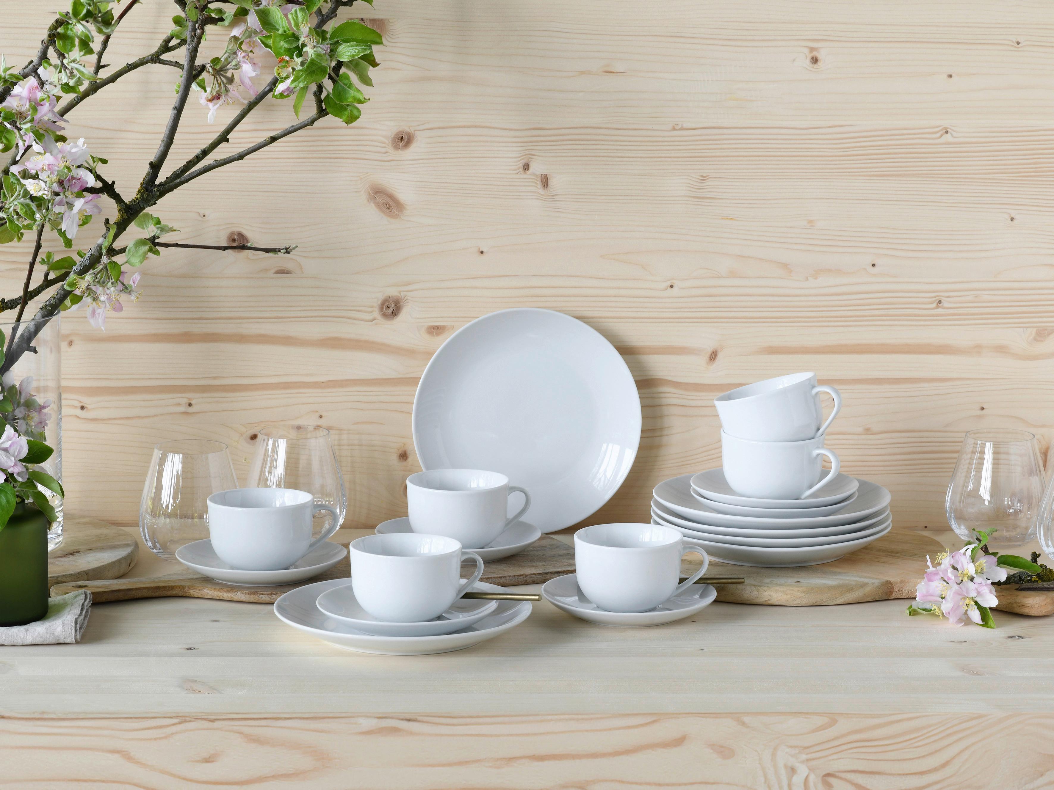 Kaffeeservice Luna 18--Teilig., Weiß - Weiß, Basics, Keramik - Creatable