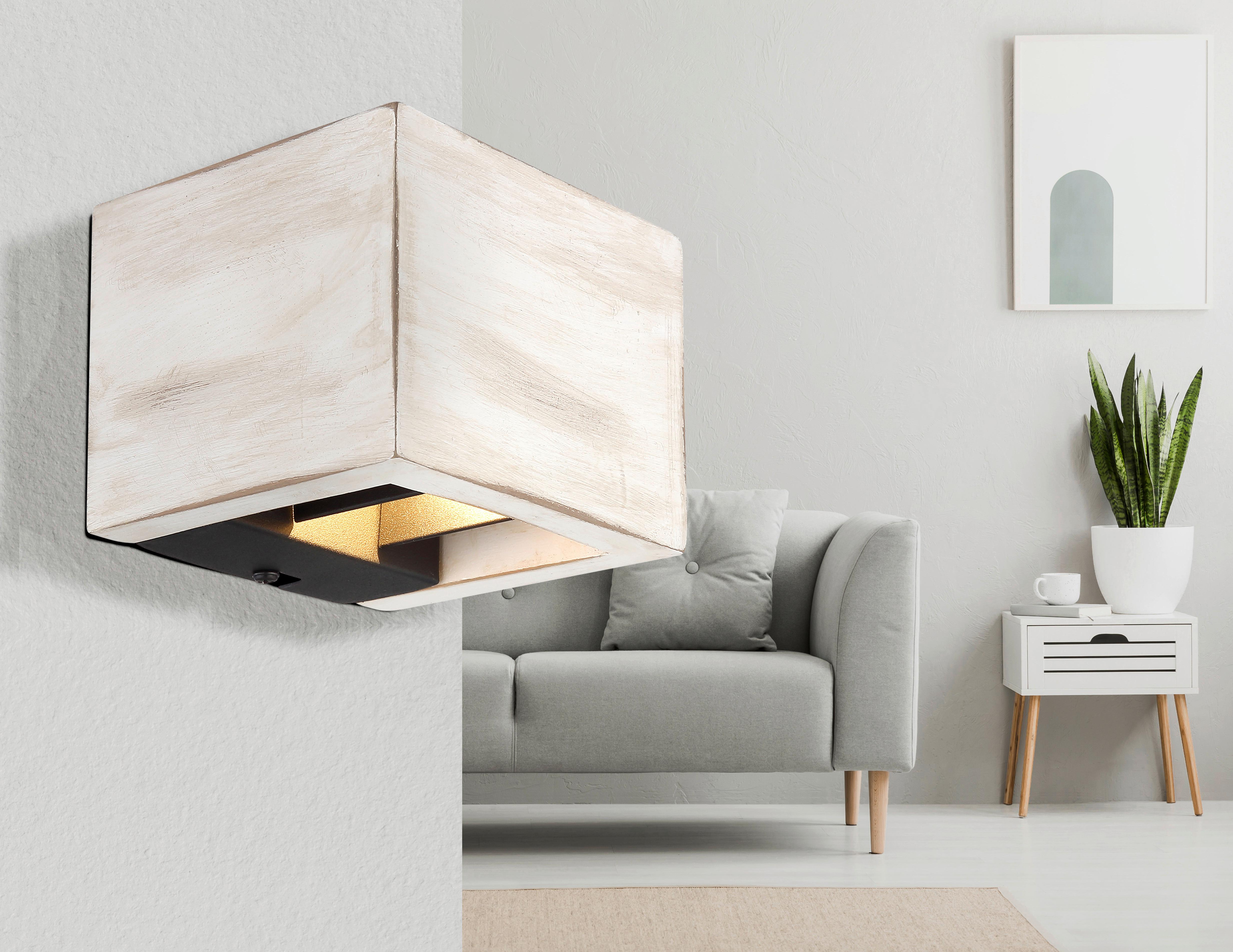 Led-wandleuchte 15553w1a - Schwarz/Weiß, Design, Holzwerkstoff/Metall (13.2/11.3/9.8cm) - Globo