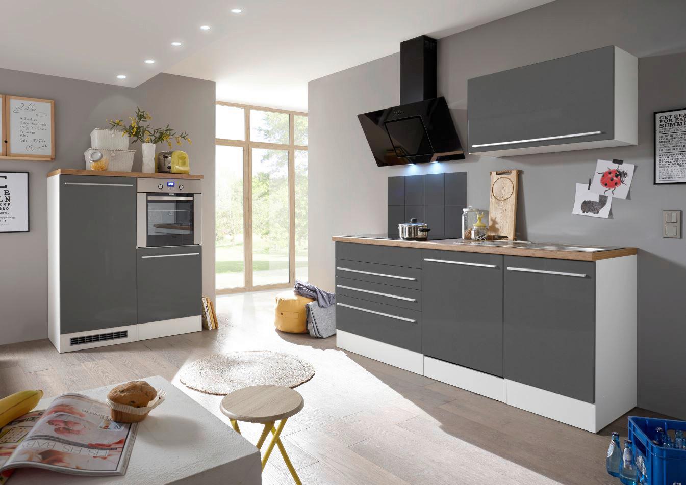 Küchenzeile Premium Mit Geräten B: 320 cm - Wildeiche/Weiß, Basics, Holzwerkstoff (320cm) - Respekta