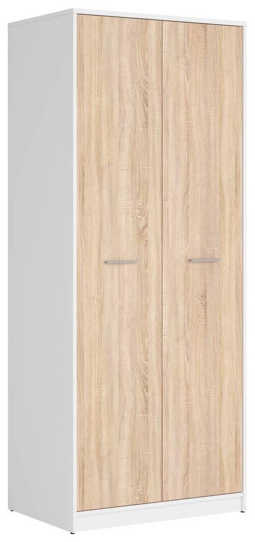 Drehtürenschrank Nepo Plus - Weiß/Sonoma Eiche, MODERN, Holzwerkstoff (80/197/54,5cm) - MID.YOU