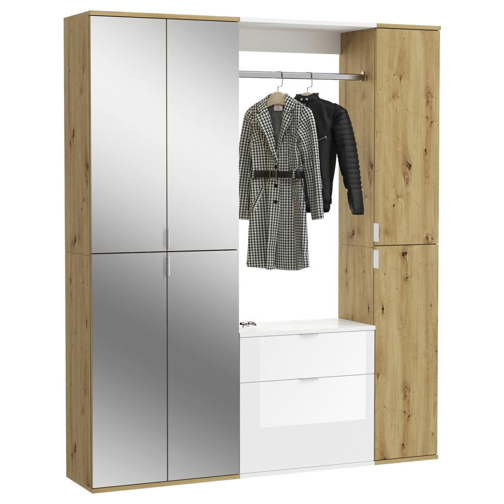 Gardeobe Projekt X 3-Teilig Weiß/Eiche Artisan B: 152 cm