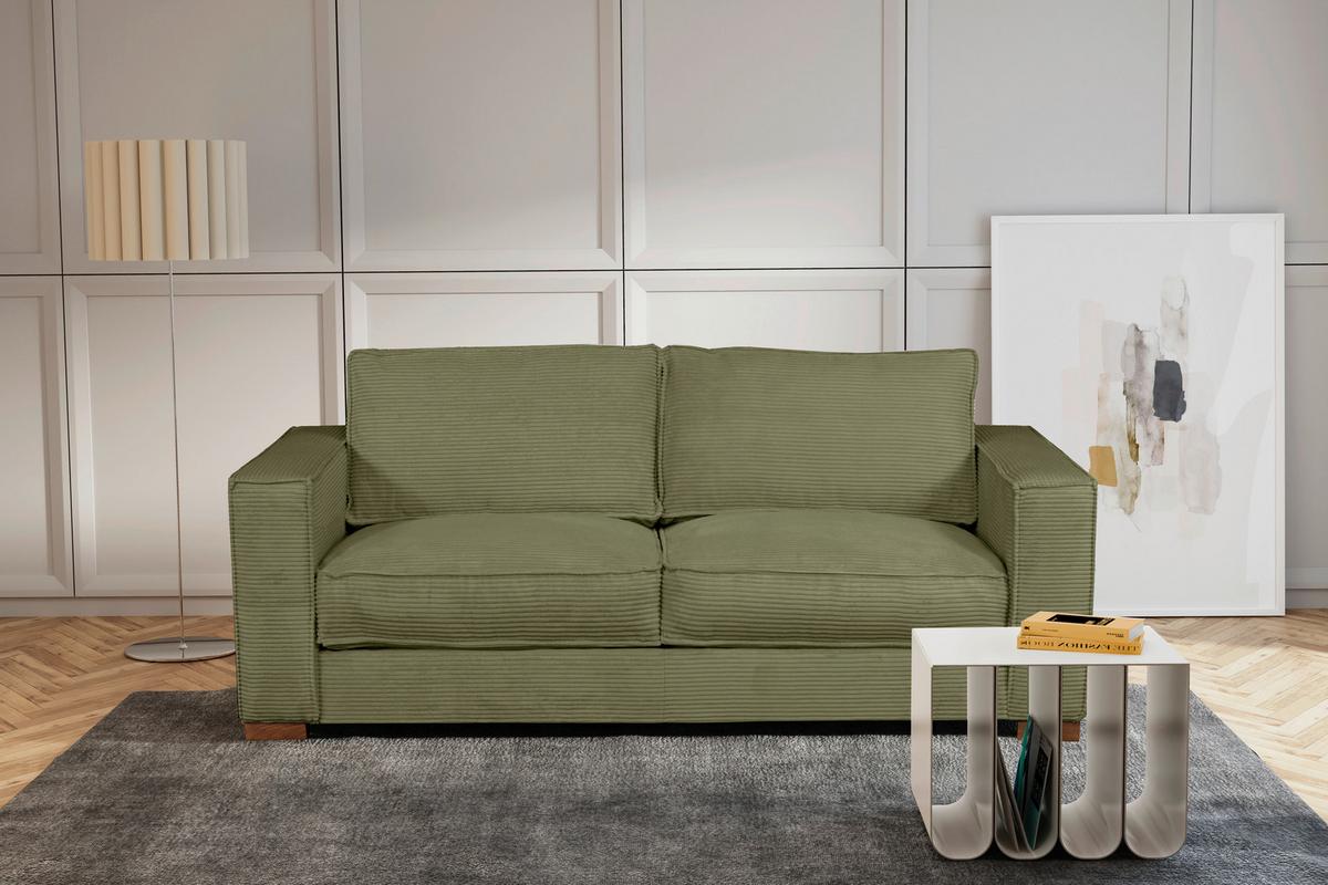 Schlafsofa Texas Grün Cord, B: 203 cm - Dunkelbraun/Grün, Design, Textil (203/85/99cm) - MID.YOU