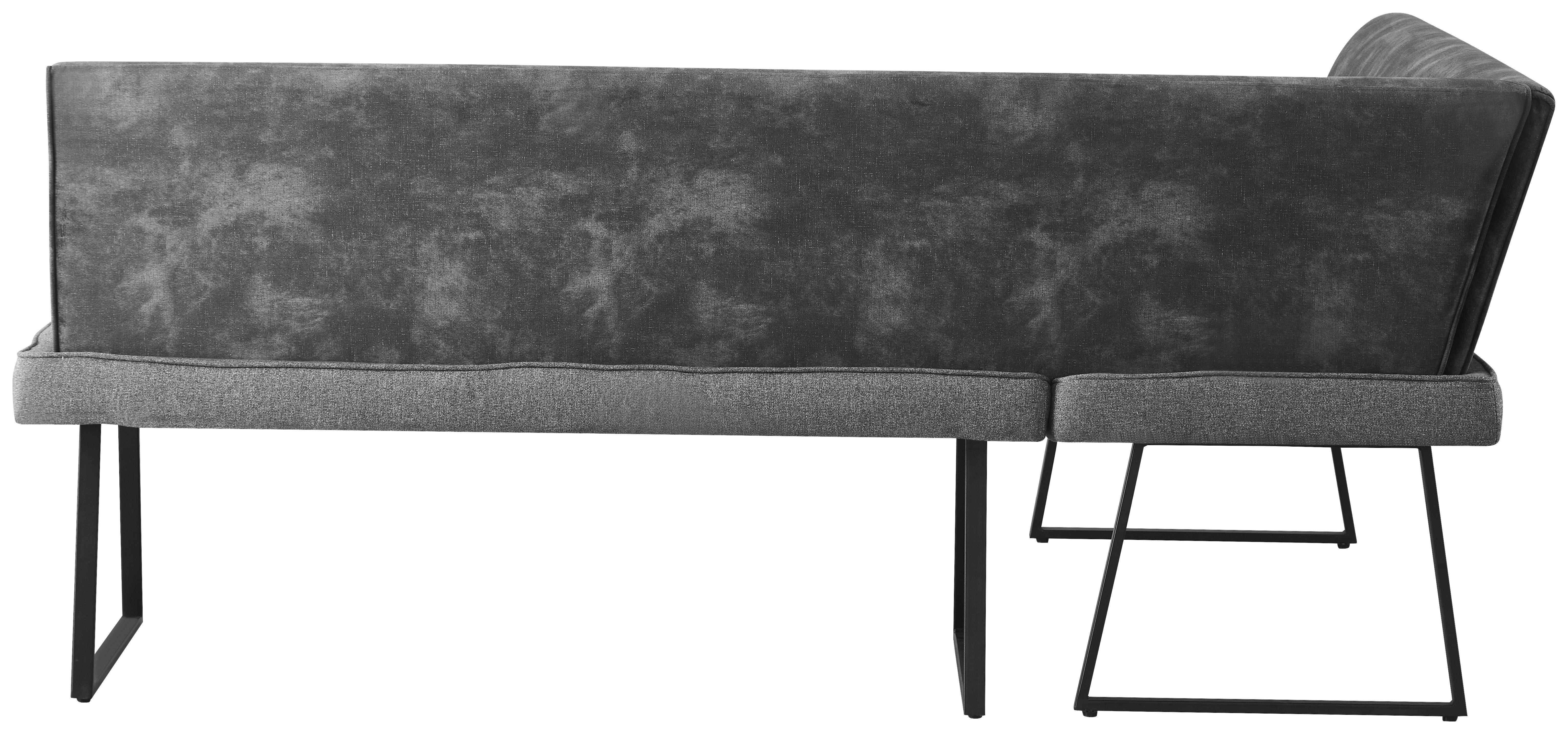 Eckbank Rab Dunkelgrau Eisen Schwarz, 155x205 cm - Dunkelgrau/Schwarz, KONVENTIONELL, Holz/Textil (155/205/89/62cm) - MID.YOU