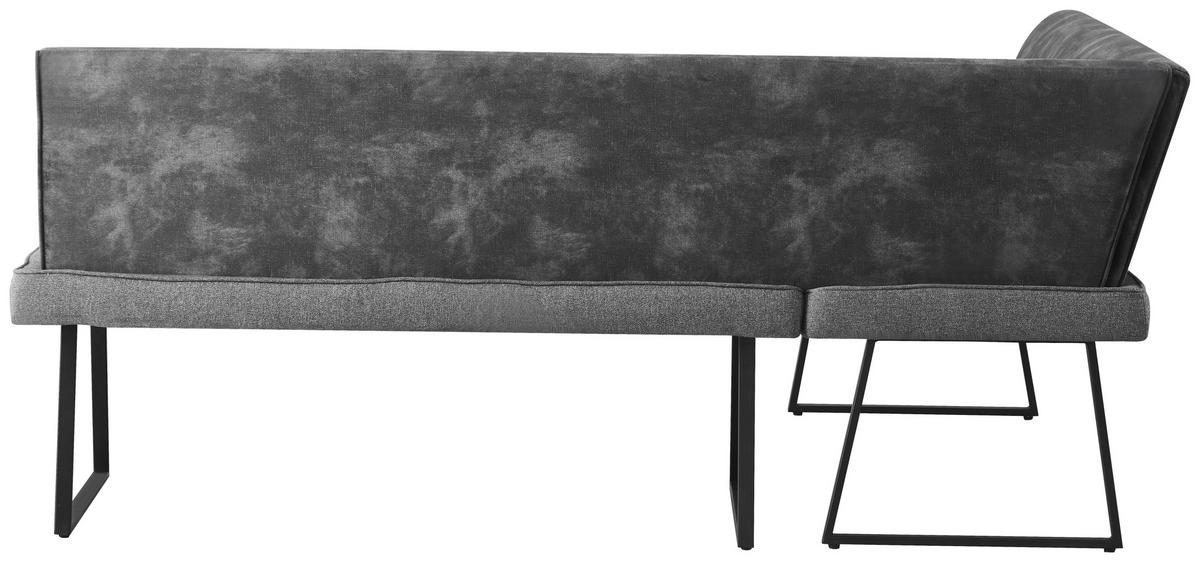 Eckbank Rab Dunkelgrau Eisen Schwarz, 155x205 cm - Dunkelgrau/Schwarz, KONVENTIONELL, Holz/Textil (155/205/89/62cm) - MID.YOU