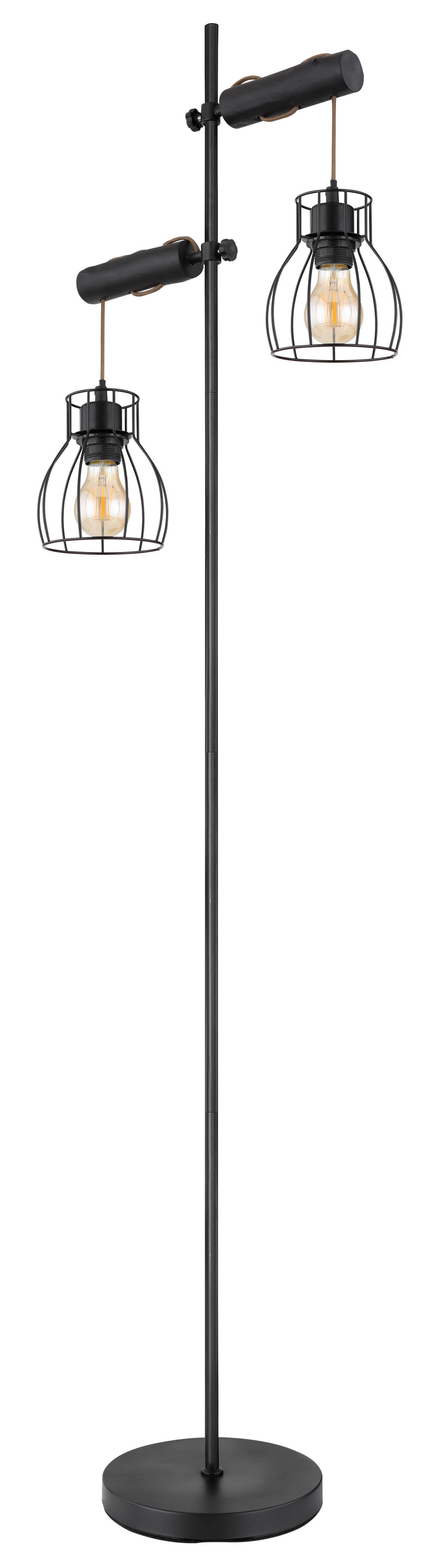 Stehleuchte 15326-2snb - Champagner/Schwarz, KONVENTIONELL, Holz/Textil (48/25/168cm) - Globo