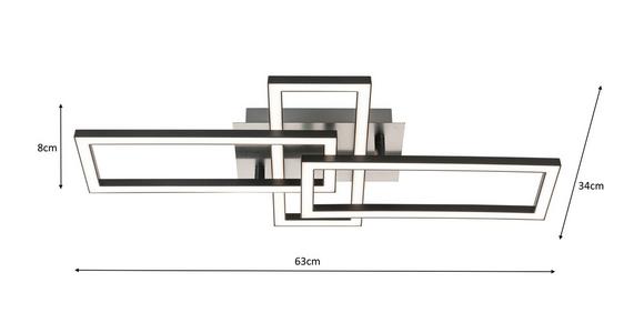 LED-Deckenleuchte Ivona L: 64 cm - Schwarz/Nickelfarben, MODERN, Kunststoff/Metall (64/34/8cm) - Luca Bessoni