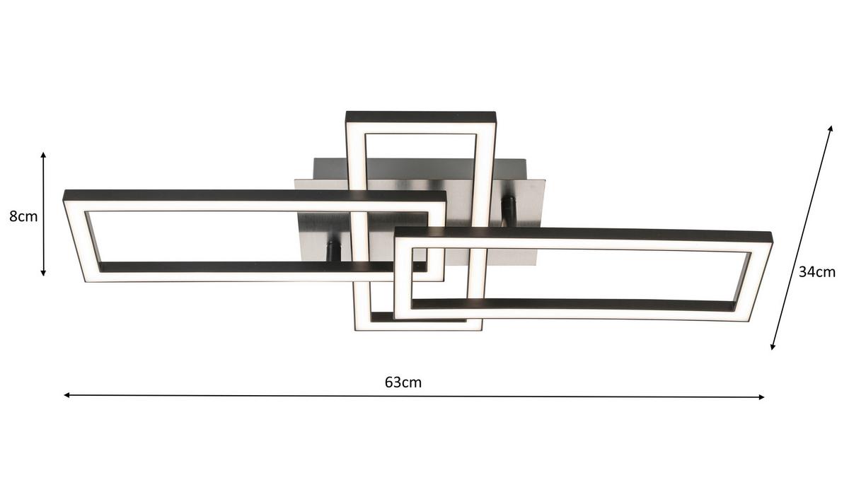 Led Mennyezeti Lámpa Ivona - fekete/nikkelszínű, Modern, műanyag/fém (64/34/8cm) - Luca Bessoni
