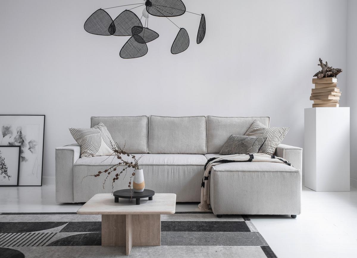 Rozkladacia sedačka OLIVER, obojstranná montáž, béžová - čierna/béžová, Design, textil/plast (250/156cm)
