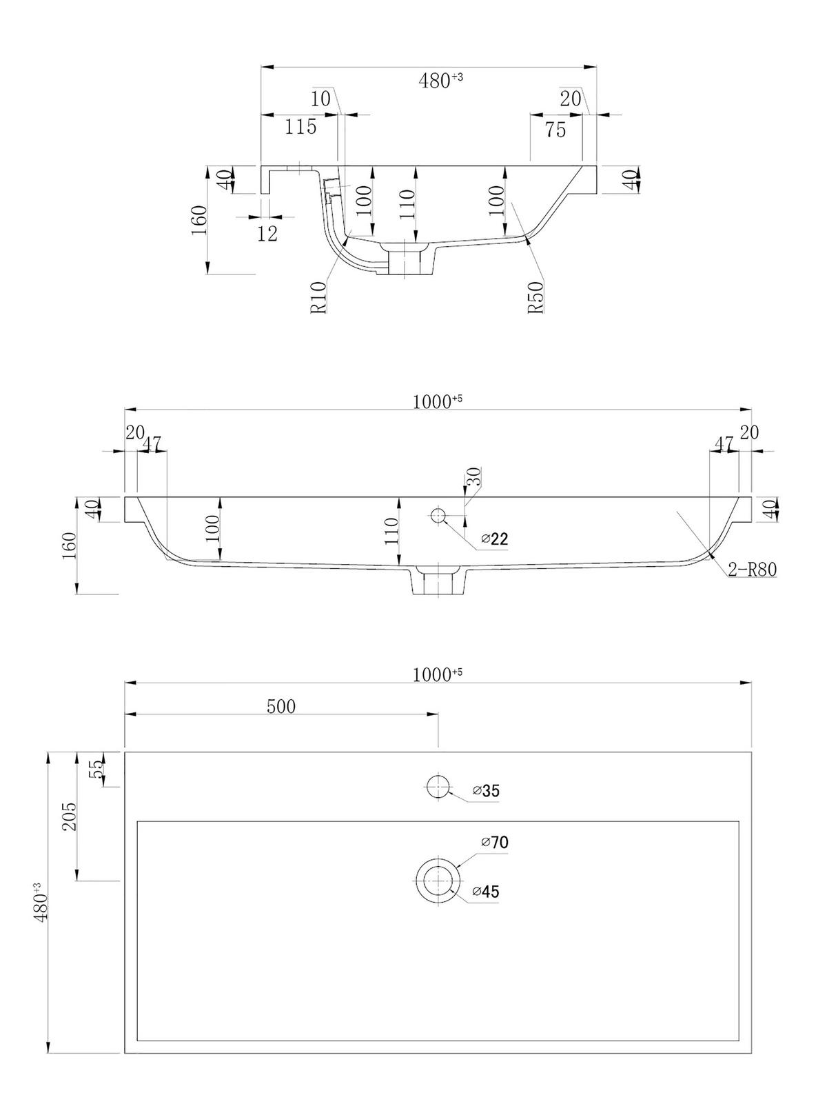 WASCHTISCHKOMBI Fellini Eichefarben B: 100cm - Eichefarben/Weiß, Basics, Holzwerkstoff/Stein (100cm) - MID.YOU
