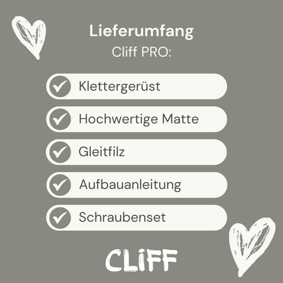 Premium Klettergerüst mit Sicherheitsmatte - Weiß, Basics, Holz (113/115/110cm) - CLIFF
