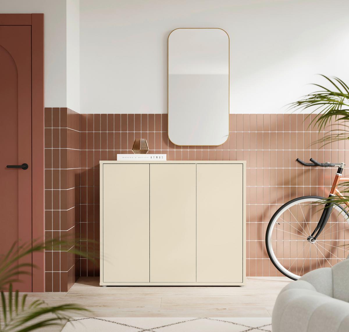 Botník Alice, barva kašmírová, š: 109cm - šedá/pískové barvy, Moderní, kompozitní dřevo/plast (109,2/99,1/34,9cm)