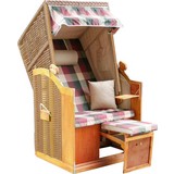 Strandkorb Ostsee Mattis Halblieger 1-Sitzer, Grün/Rot - Beige/Rot, MODERN, Holz/Kunststoff (90/160/74cm) - Luca Bessoni