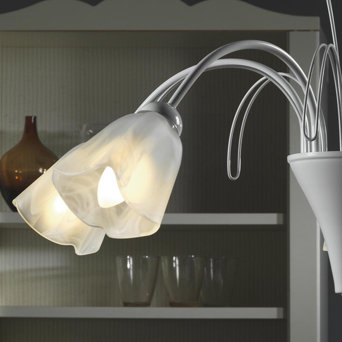 Kronleuchter 4802/5 - Weiß, KONVENTIONELL, Glas/Metall (70/100cm)