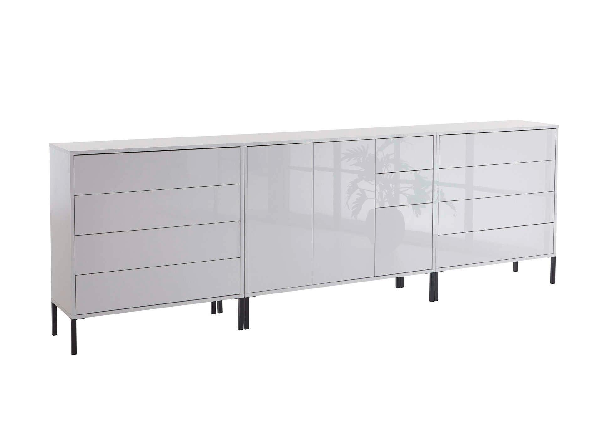 Sideboard Mailand 8 B: 263,5 Cm Weiß - Weiß Hochglanz/Anthrazit, MODERN, Holzwerkstoff (263,5/86/33cm) - MID.YOU