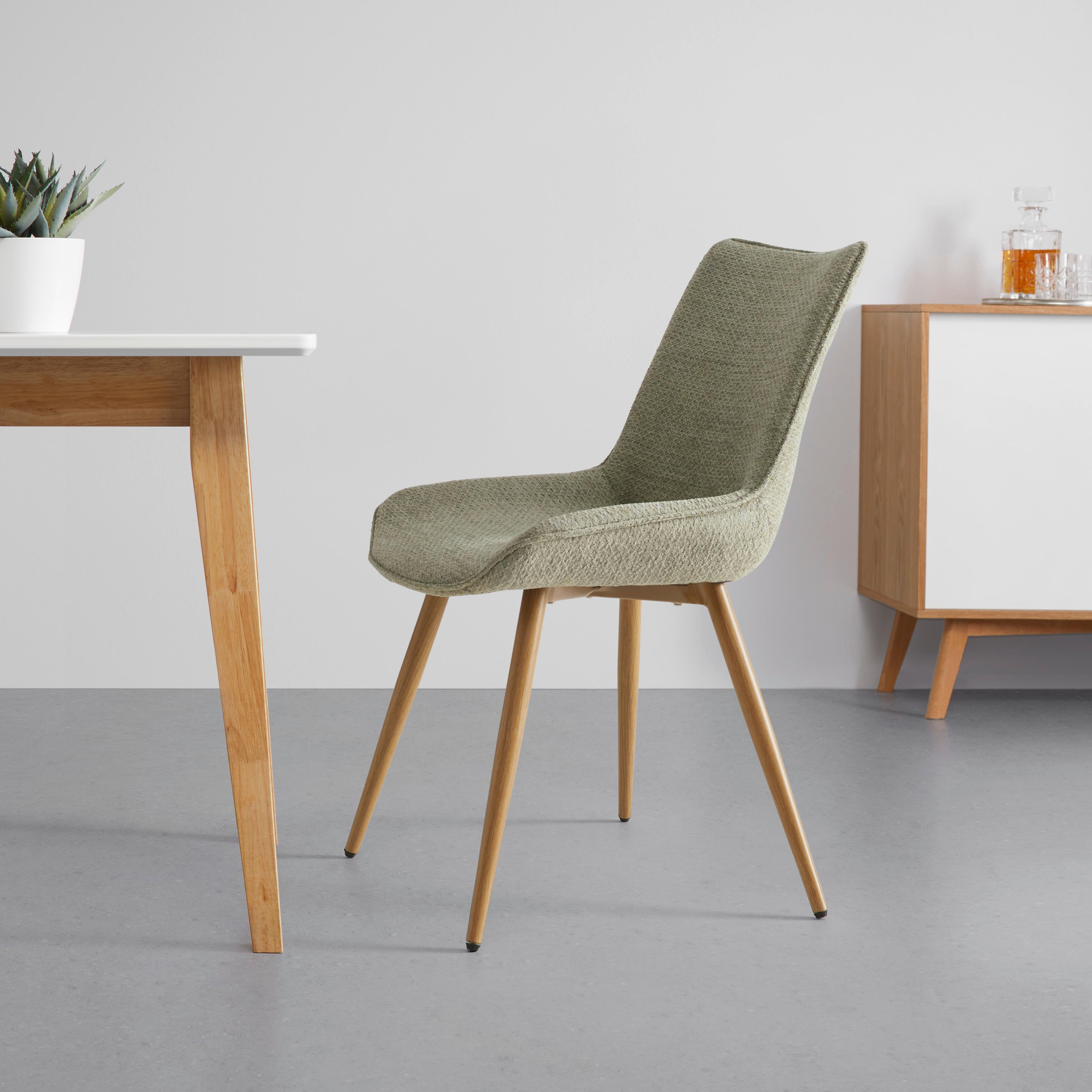 ŽIDLE LOU - barvy dubu/světle zelená, Moderní, kov/dřevo (52/84/60cm) - Mömax