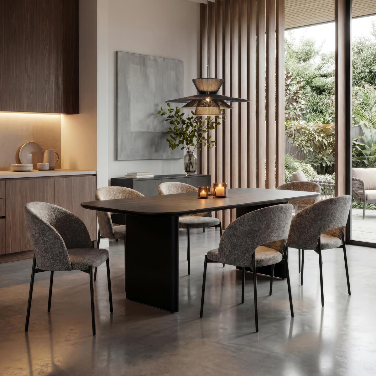 Židle Nadiya lněný vzhled, čalouněné - černá/hnědá, Moderní, kov/dřevo (52/78/56cm) - Bessagi Home