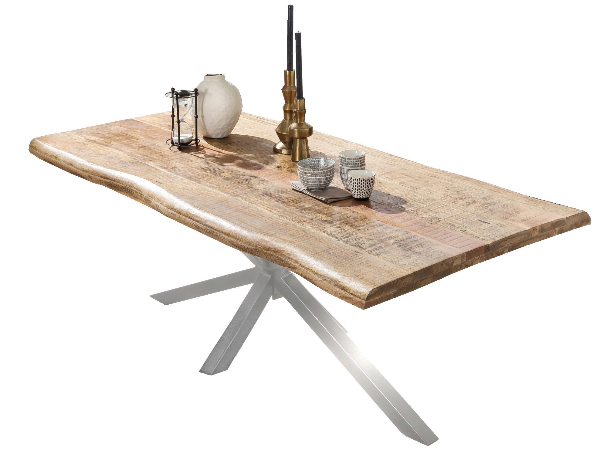 Esstisch Naturfarben /Silberfarben L: 220cm - Silberfarben/Naturfarben, MODERN, Holz/Metall (220/100/77cm) - MID.YOU
