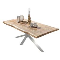 Esstisch Naturfarben /Silberfarben L: 220cm - Silberfarben/Naturfarben, MODERN, Holz/Metall (220/100/77cm) - MID.YOU