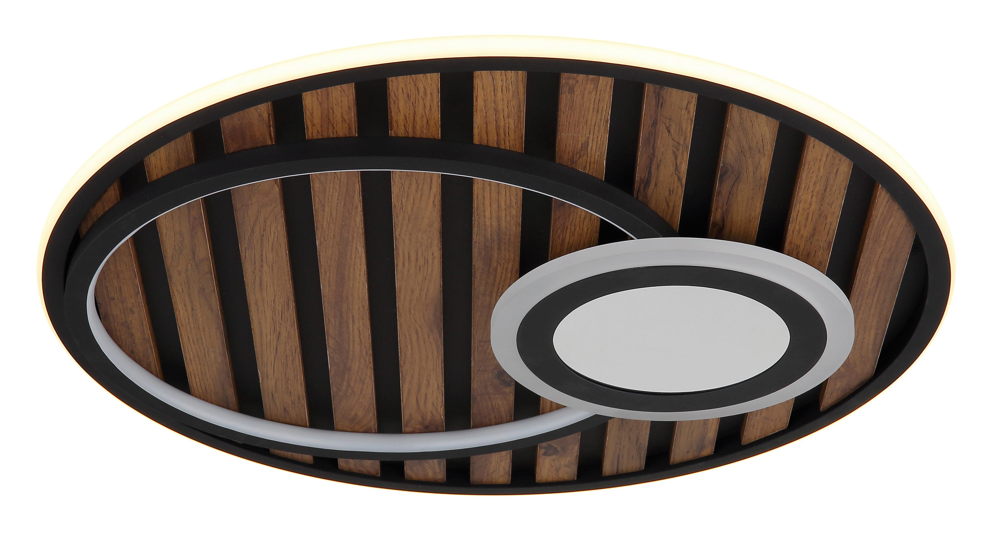 LED-Deckenleuchte Woody Schwarz Weiß Dunkelbraun - Dunkelbraun/Schwarz, Natur, Holzwerkstoff/Kunststoff (50/8cm) - Globo