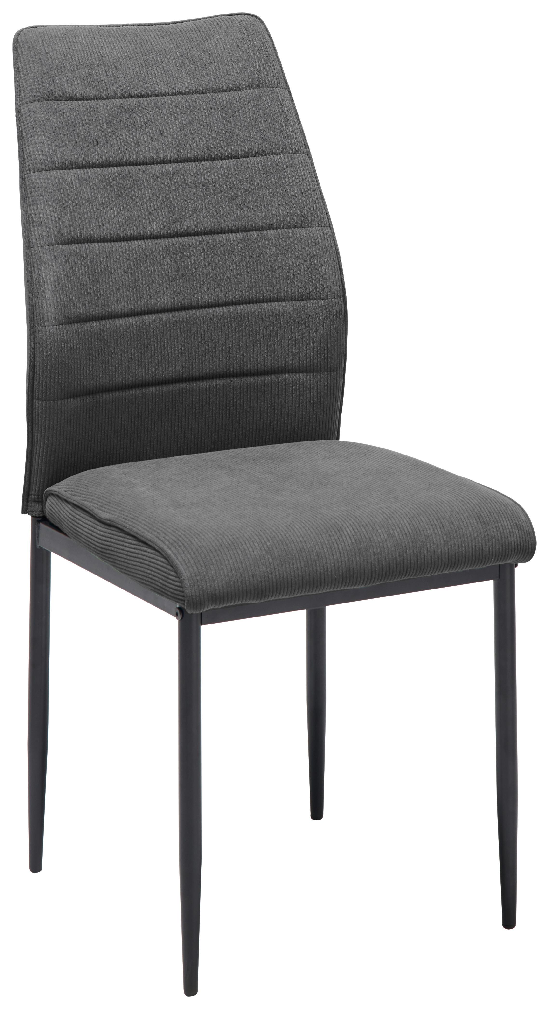 Polsterstuhl Ratford Cord Dunkelgrau - Schwarz/Grau, LIFESTYLE, Textil/Metall (44/96/58cm) - Livetastic
