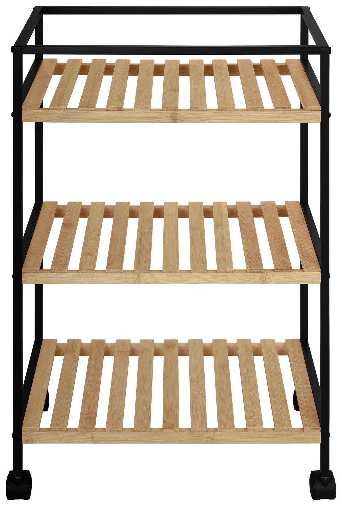 Univerzální vozík černá/přírodní - černá/přírodní barvy, Moderní, kov/plast (47/78/33cm) - Mömax