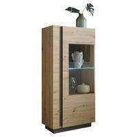 Vitrine Clair Grau/Eiche Dekor B: 72cm - Eiche Artisan/Grau, Design, Glas/Holzwerkstoff (72/154/40cm) - MID.YOU