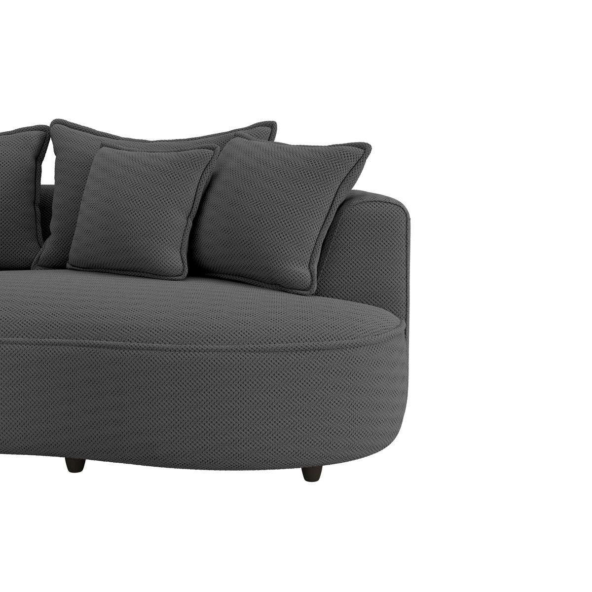Rohová sedačka LEVI, levá, antracitová, se 7 polštáři - černá/antracitová, Moderní, textil/plast (168/287cm)