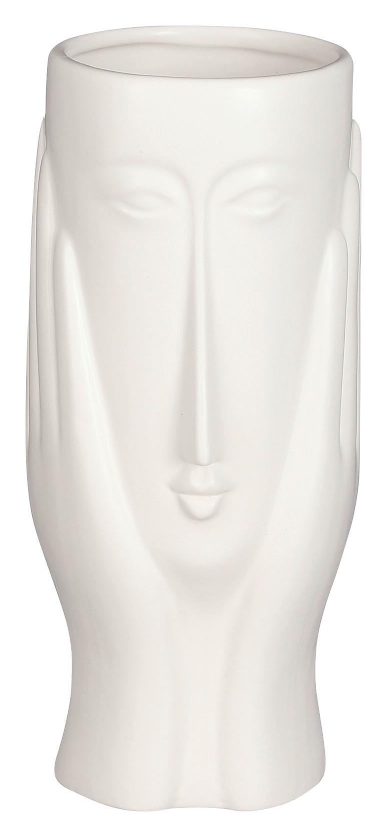Váza Face, Výška: 7/20cm - biela, Moderný, keramika (7/20cm)