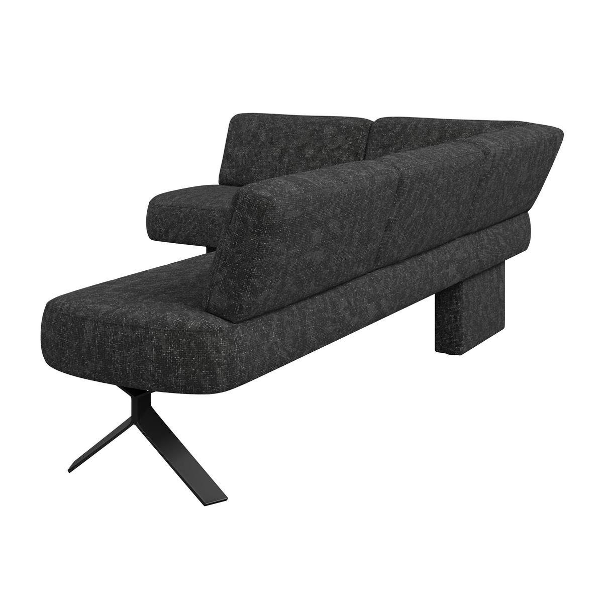 Eckbank dunkelgrau/Metallbeine Ulmo, S:176x248cm - Dunkelgrau/Schwarz, MODERN, Textil/Metall (176/248cm)