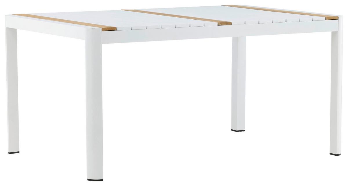 Gartentisch Togo Teakholz/metall L 90 Cm - Weiß, KONVENTIONELL, Holz/Metall (150/90/75cm) - Gardenson