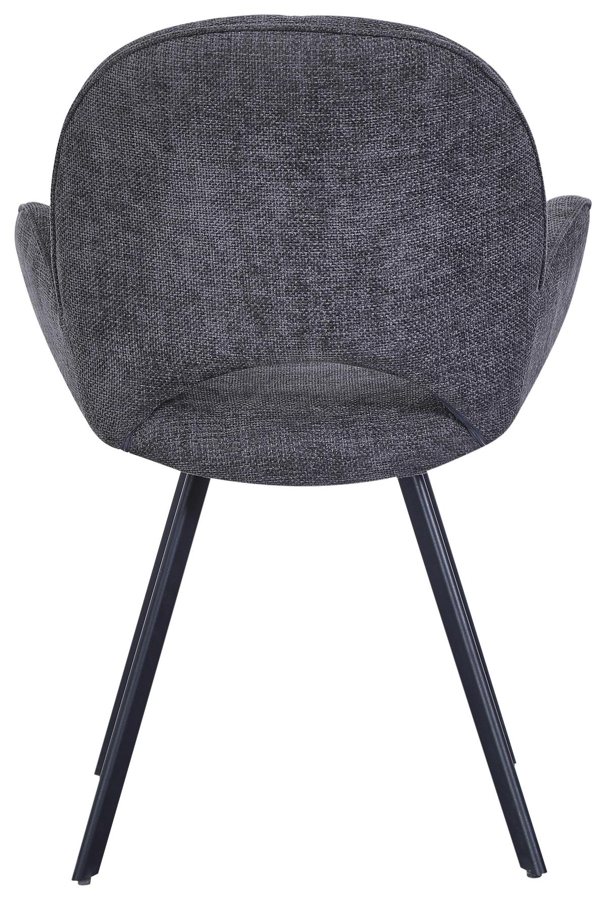 Armlehnstuhl Carlotta Grau gepolstert - Schwarz/Grau, MODERN, Textil/Metall (61/88/62cm) - MID.YOU