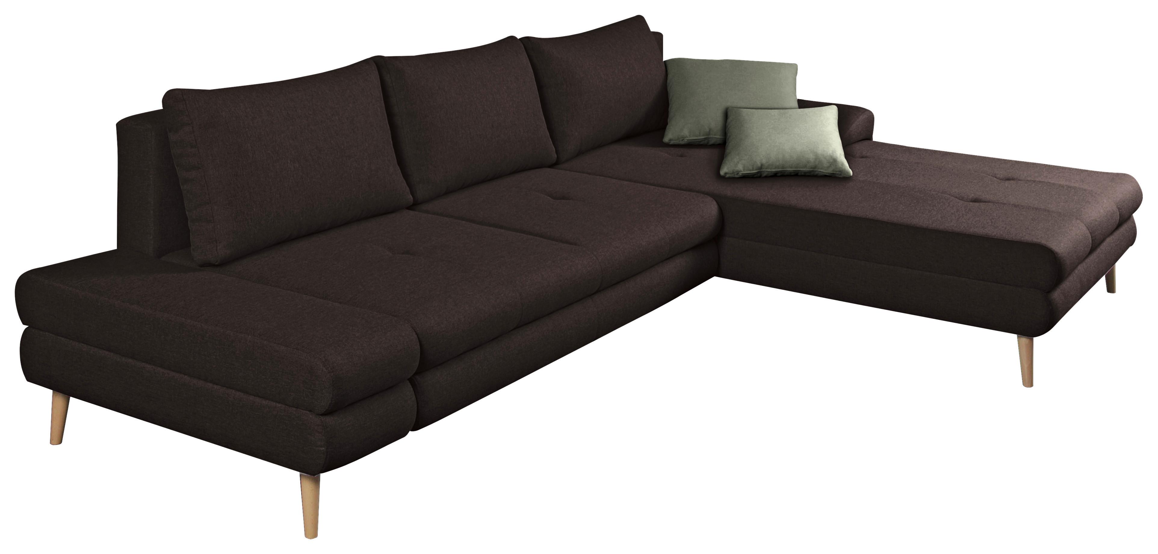 Ecksofa Mit Schlaffunktion Floby Stauraum Schwarz - Dunkelbraun/Erlefarben, Trend, Textil (313/215cm) - MID.YOU
