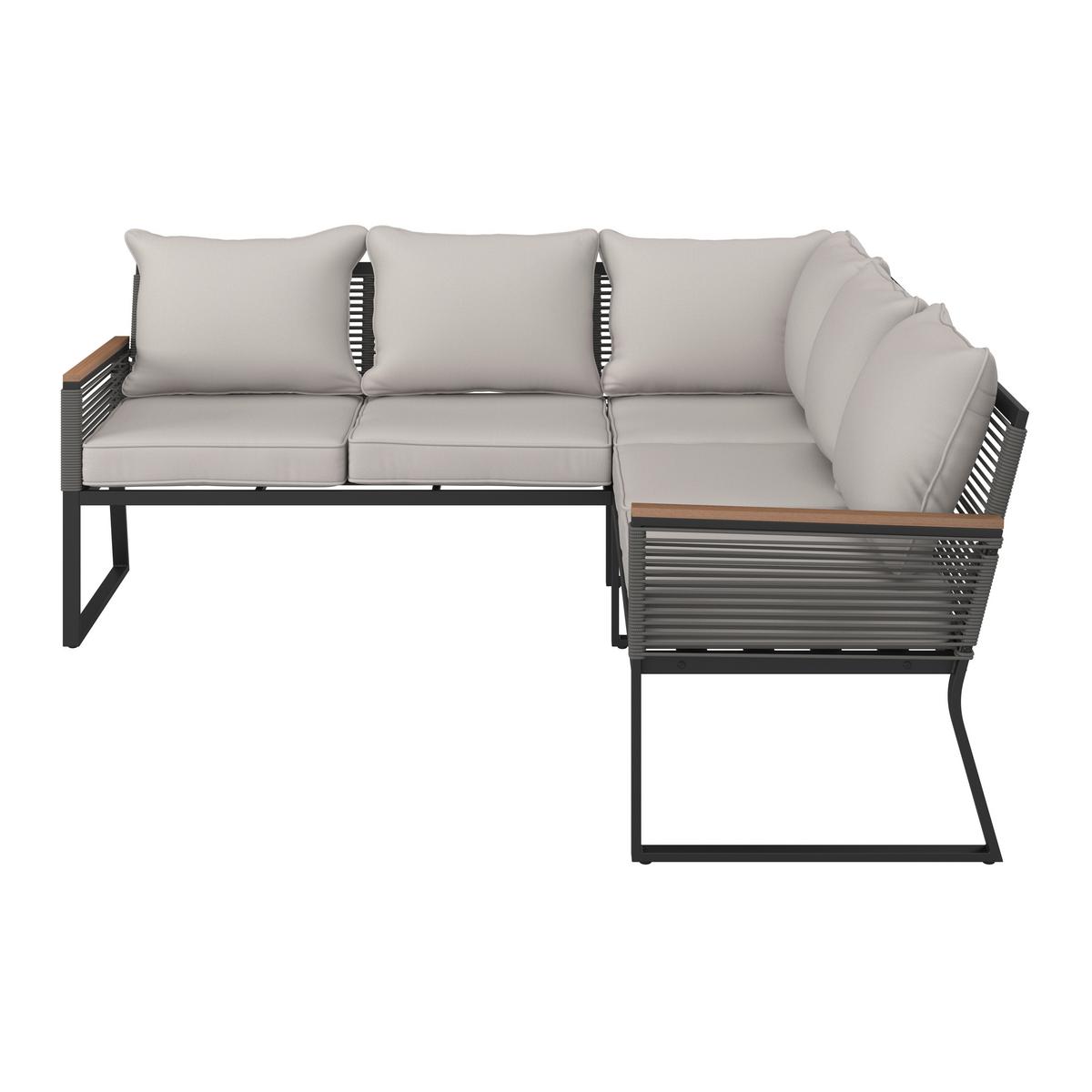JEDÁLENSKÁ TERASOVÁ SÚPRAVA SONORA - čierna/prírodná farba, Modern, kov/textil (181/73/65cm) - Bessagi Garden