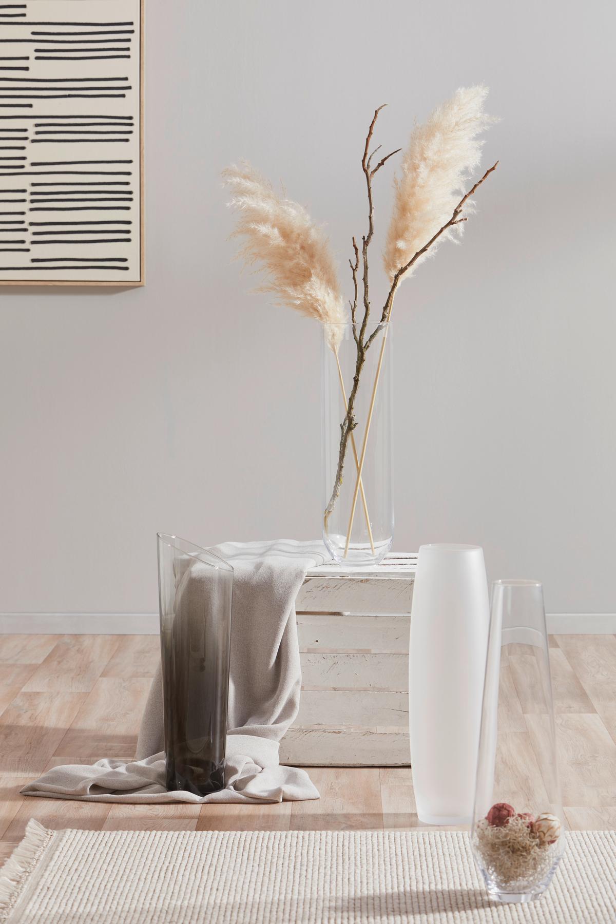 Vase Mathias - Klar/Alabasterfarben, KONVENTIONELL, Glas (15/50cm) - Luca Bessoni