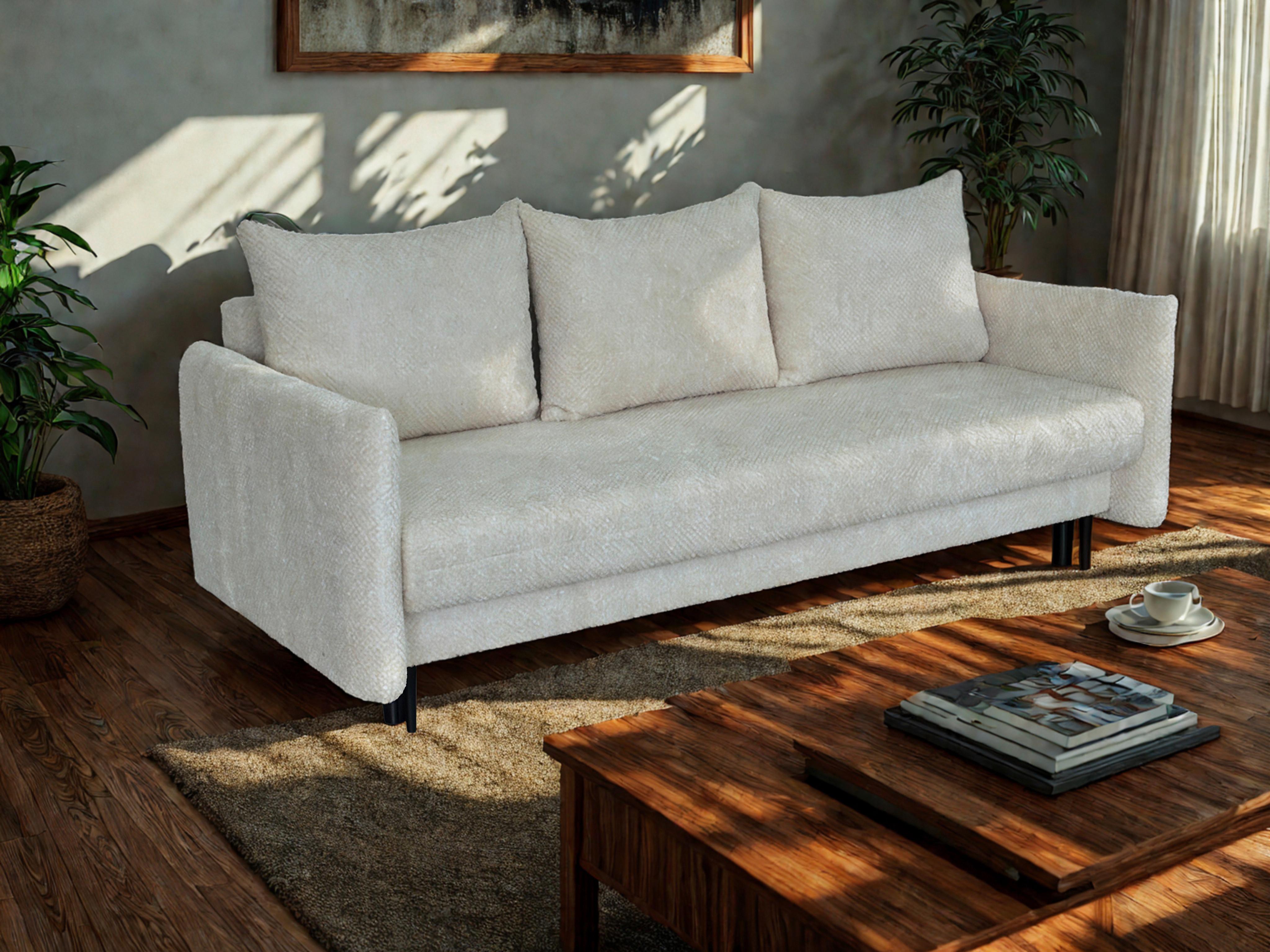 3-sitzer-sofa Mit Schlaffunktion Rose B: 218 Cm - Creme/Schwarz, Design, Textil (218/96/102cm) - MID.YOU