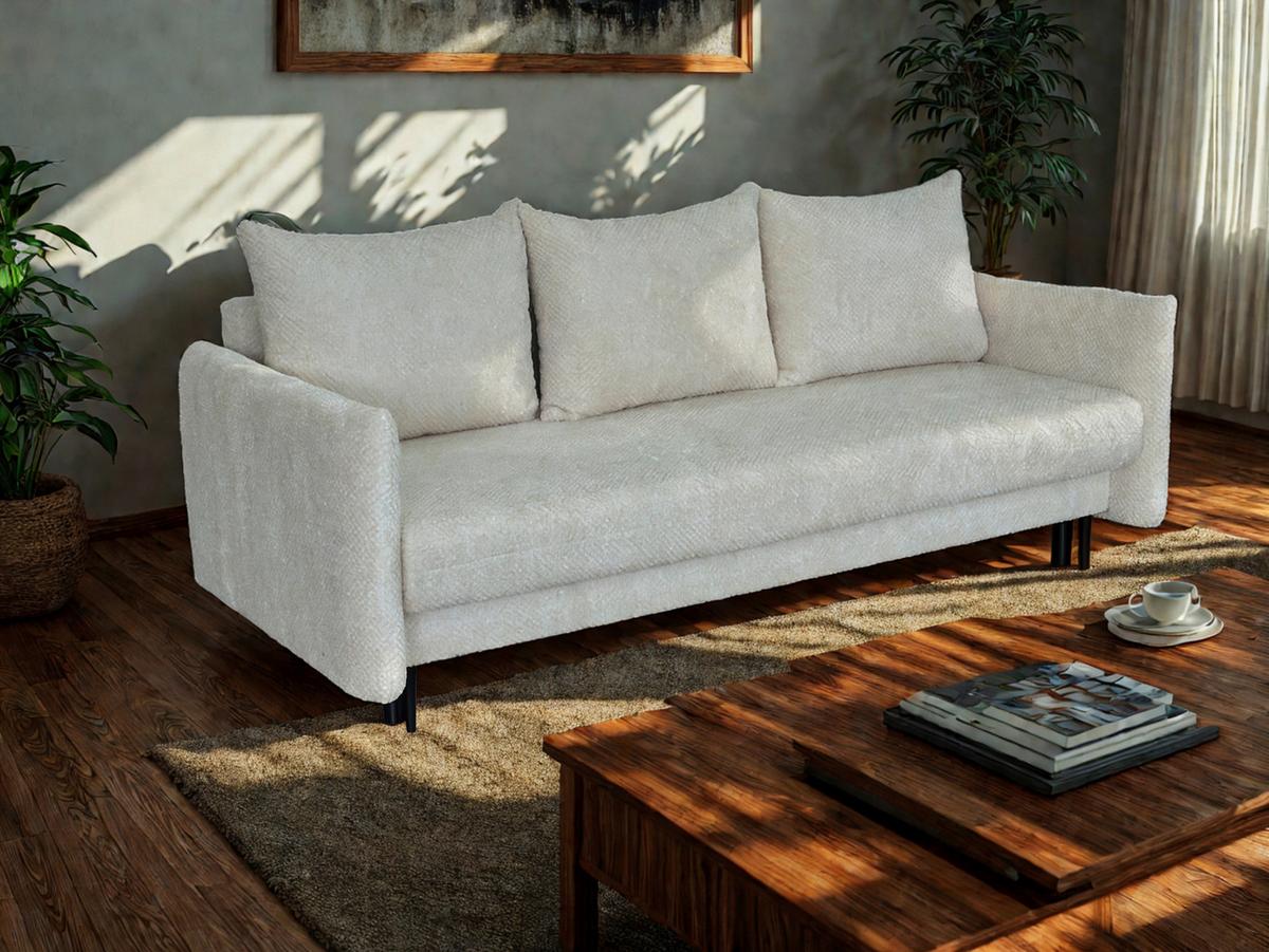 3-sitzer-sofa Mit Schlaffunktion Rose B: 218 Cm - Creme/Schwarz, Design, Textil (218/96/102cm) - MID.YOU