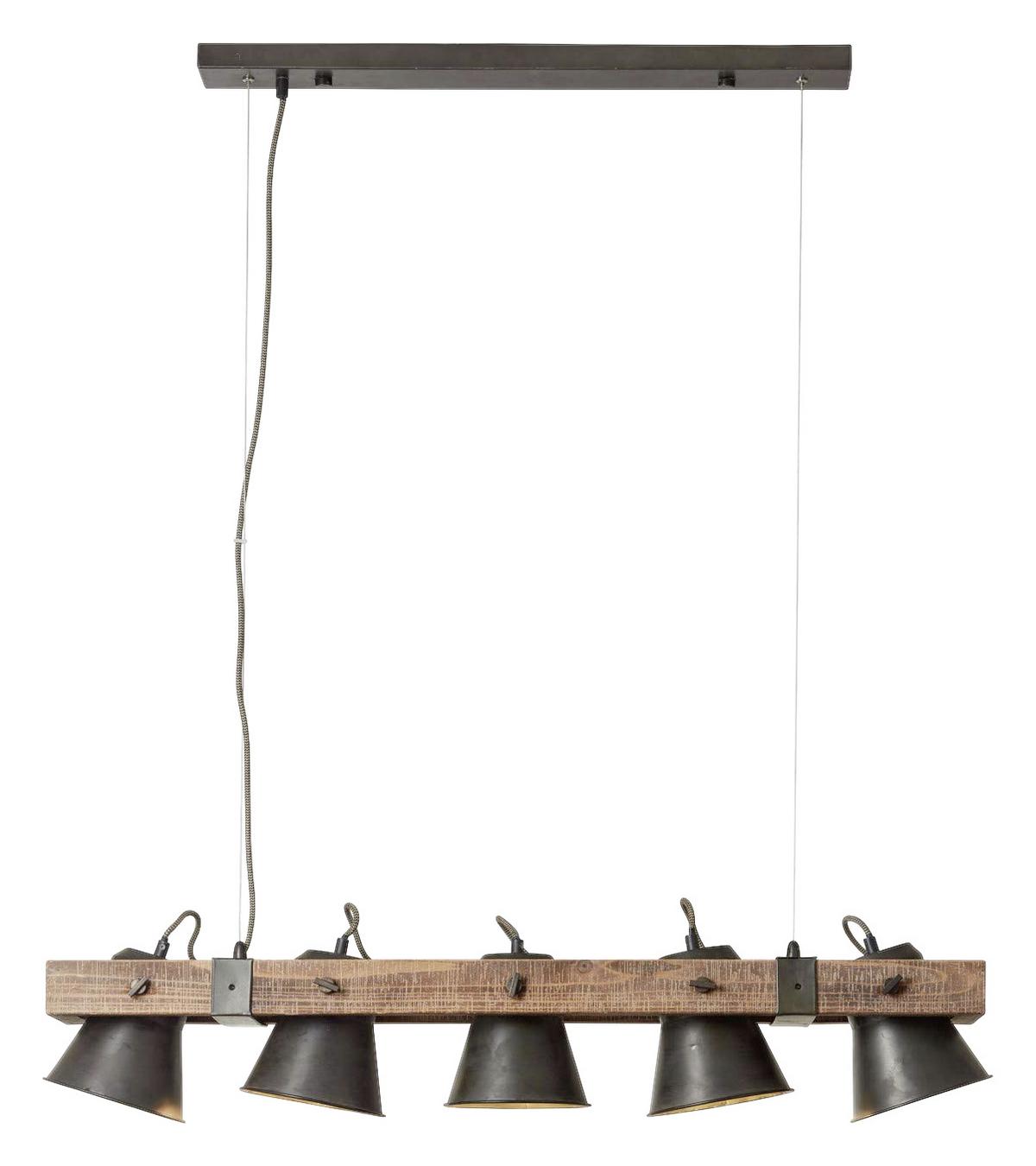 Hängeleuchte 82175/46 Plow - Schwarz, Natur, Holz/Metall (95/20/115cm) - Brilliant
