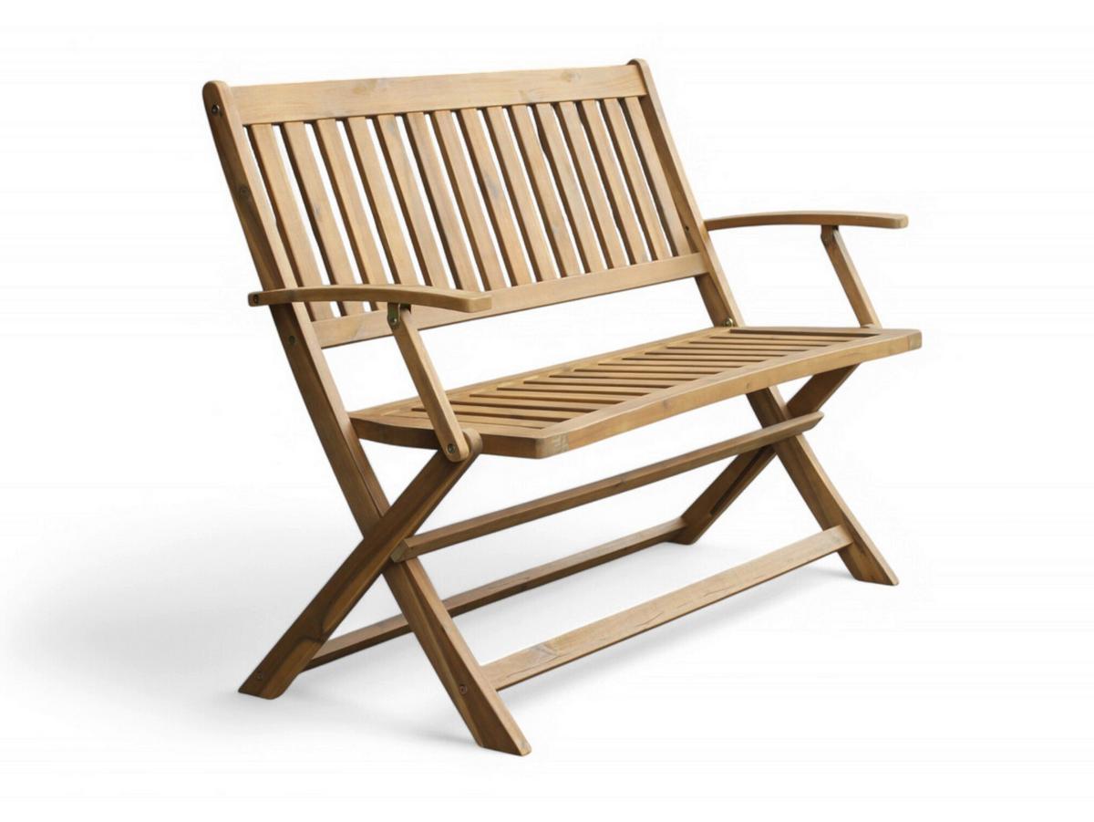Gartenbank 2-Sitzer, Akazie faltbar, ca. 118x60x90 cm - Akaziefarben, Basics, Holz (118/60/90cm)