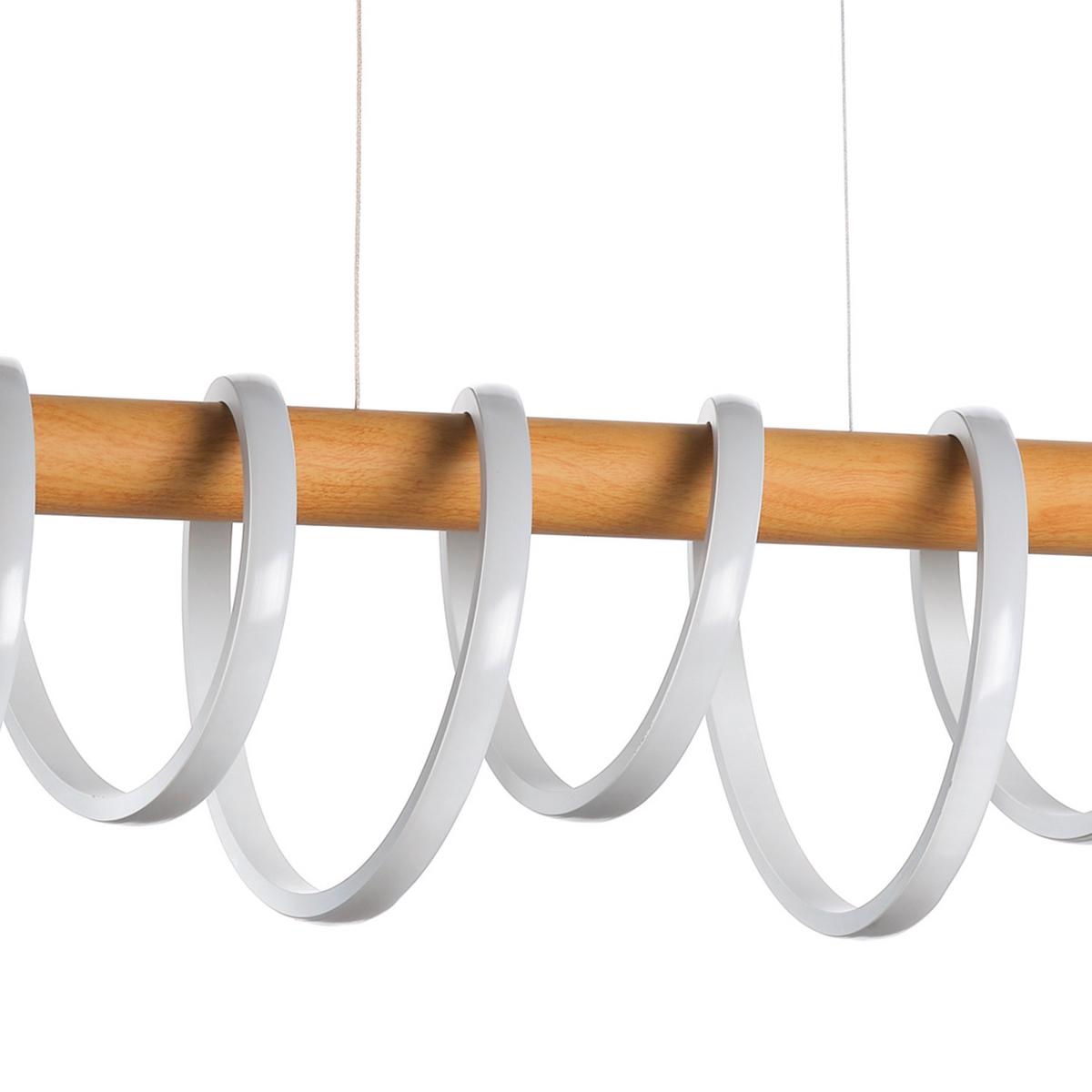 Led-hängeleuchte 5008/s - Weiß/Akaziefarben, Natur, Metall (112/22/130cm)