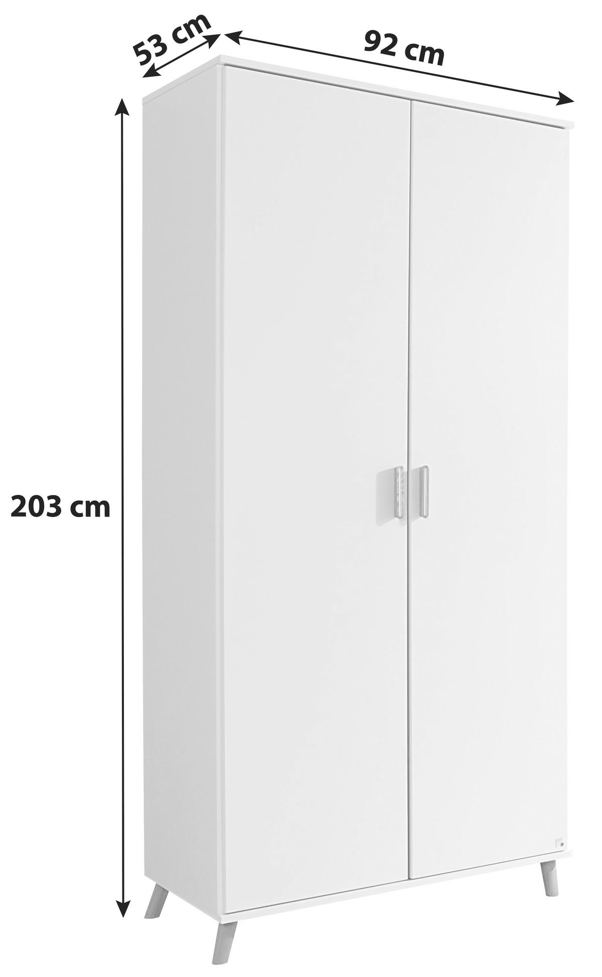 Drehtürenschrank 92cm Falun, Weiß - Weiß, Design, Holzwerkstoff (92/203/53cm) - Rauch Möbel