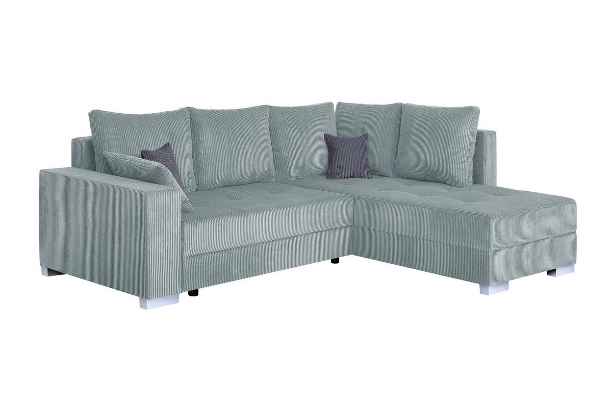 Ecksofa mit Schlaffunktion & Bettkasten Lars Mintgrün - Chromfarben/Schwarz, Design, Holzwerkstoff/Textil (260/218cm) - P & B