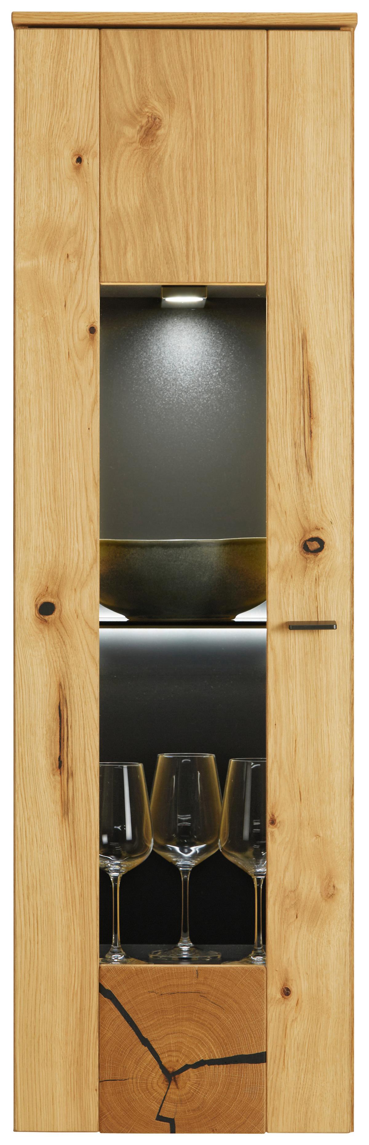 ZÁVĚSNÁ VITRÍNA STOCKHOLM - barvy dubu/černá, Moderní, kov/kompozitní dřevo (37/119/38cm) - Premium Living