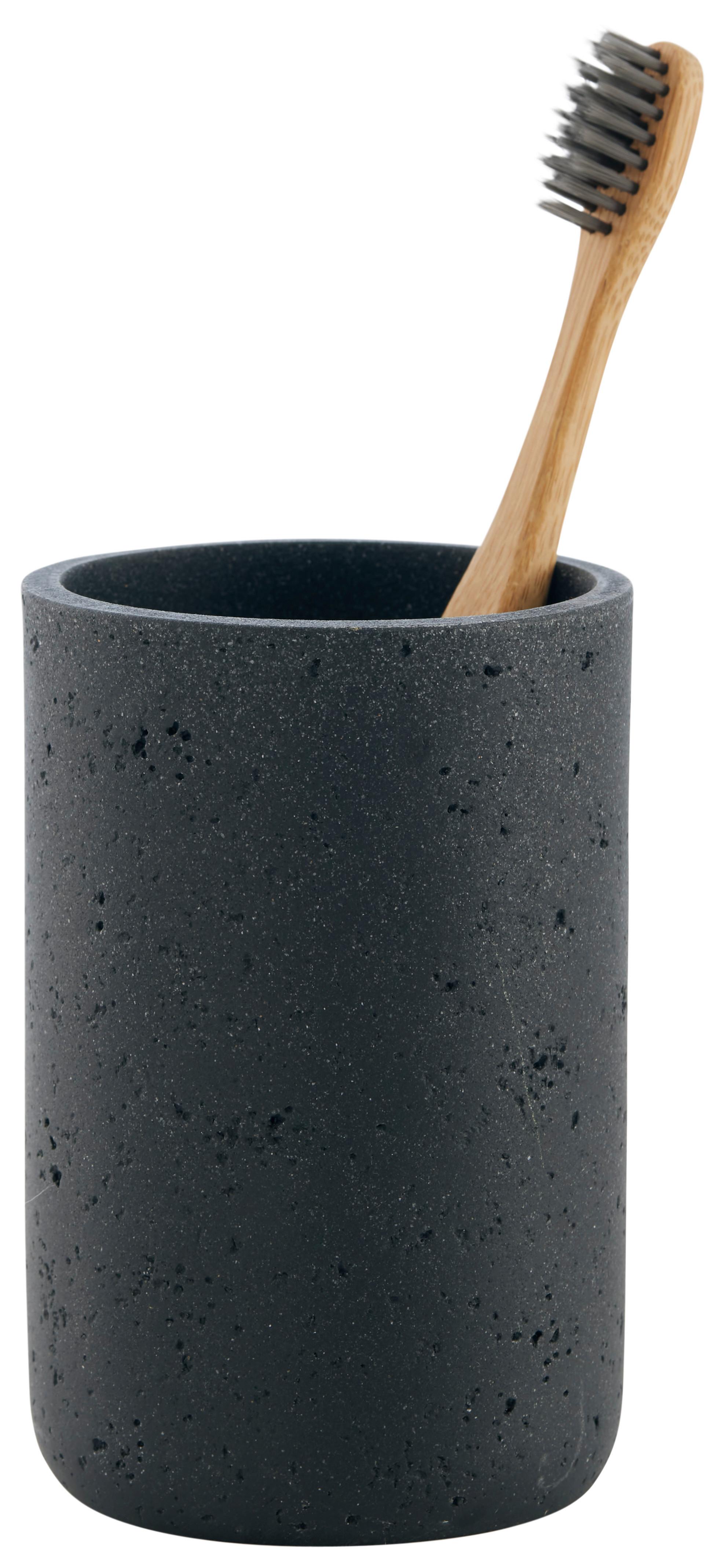 Pohár na zubné kefky LOKI - čierna, Modern, plast (7,6/11,5cm) - Mömax