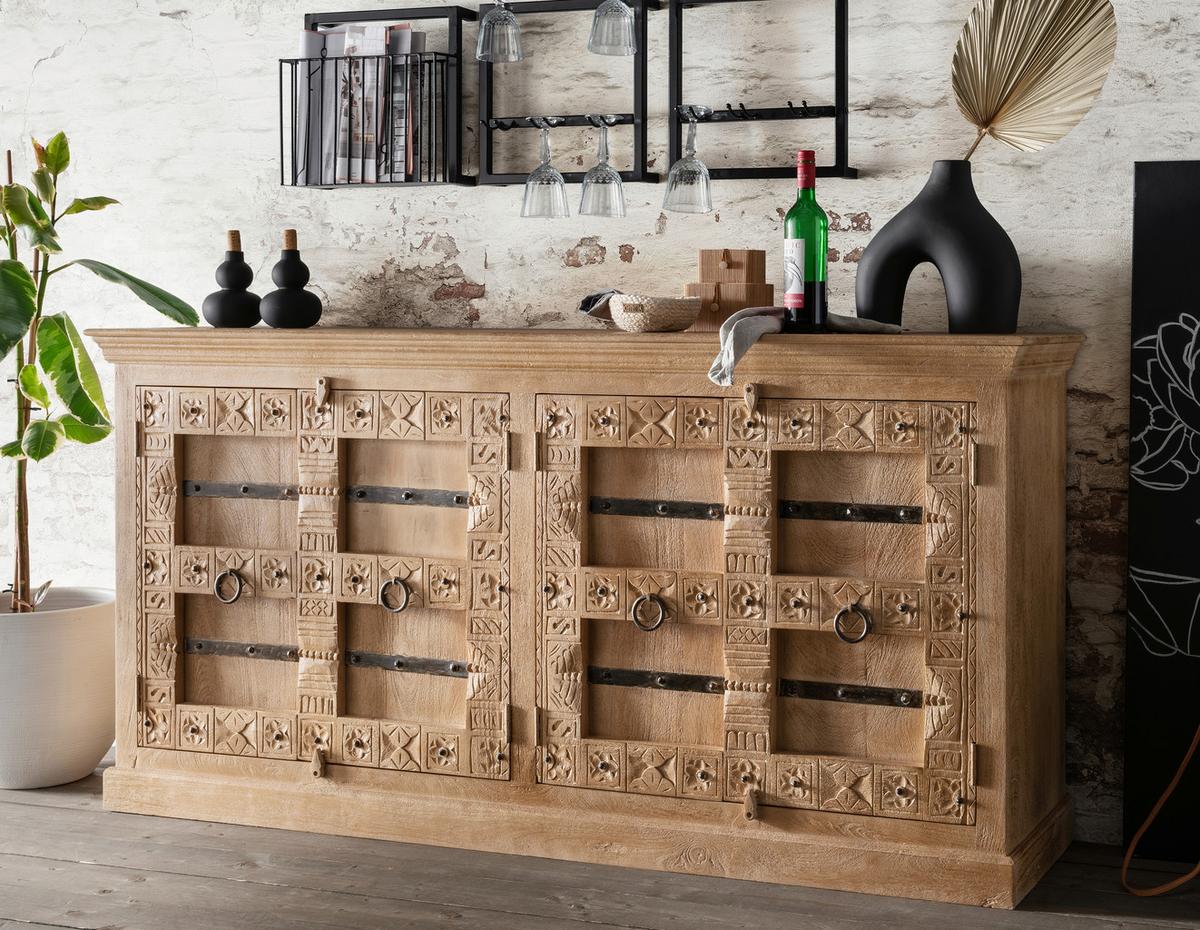 SIDEBOARD Naturfarben B: 180cm - Naturfarben, Design, Holz (180/90/45cm) - MID.YOU