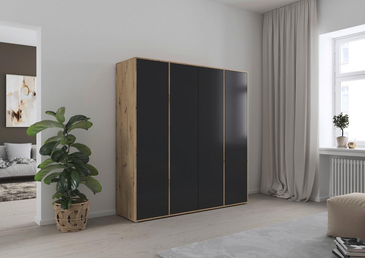 Drehtürenschrank Nabila Grau Eiche Artisan Dek. - Eiche Artisan/Grau, MODERN, Holzwerkstoff (187/194/53cm) - Rauch Möbel