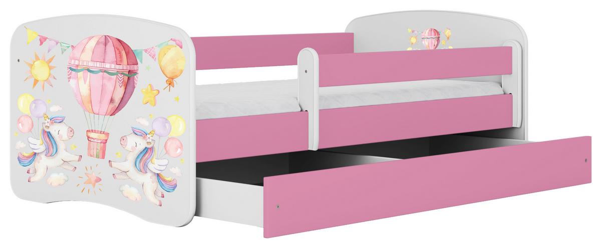 Kinder-/Juniorbett Babydreams Inkl. Matratze 80x160 - Pink/Birkefarben, MODERN, Holz/Holzwerkstoff (80/160cm) - MID.YOU