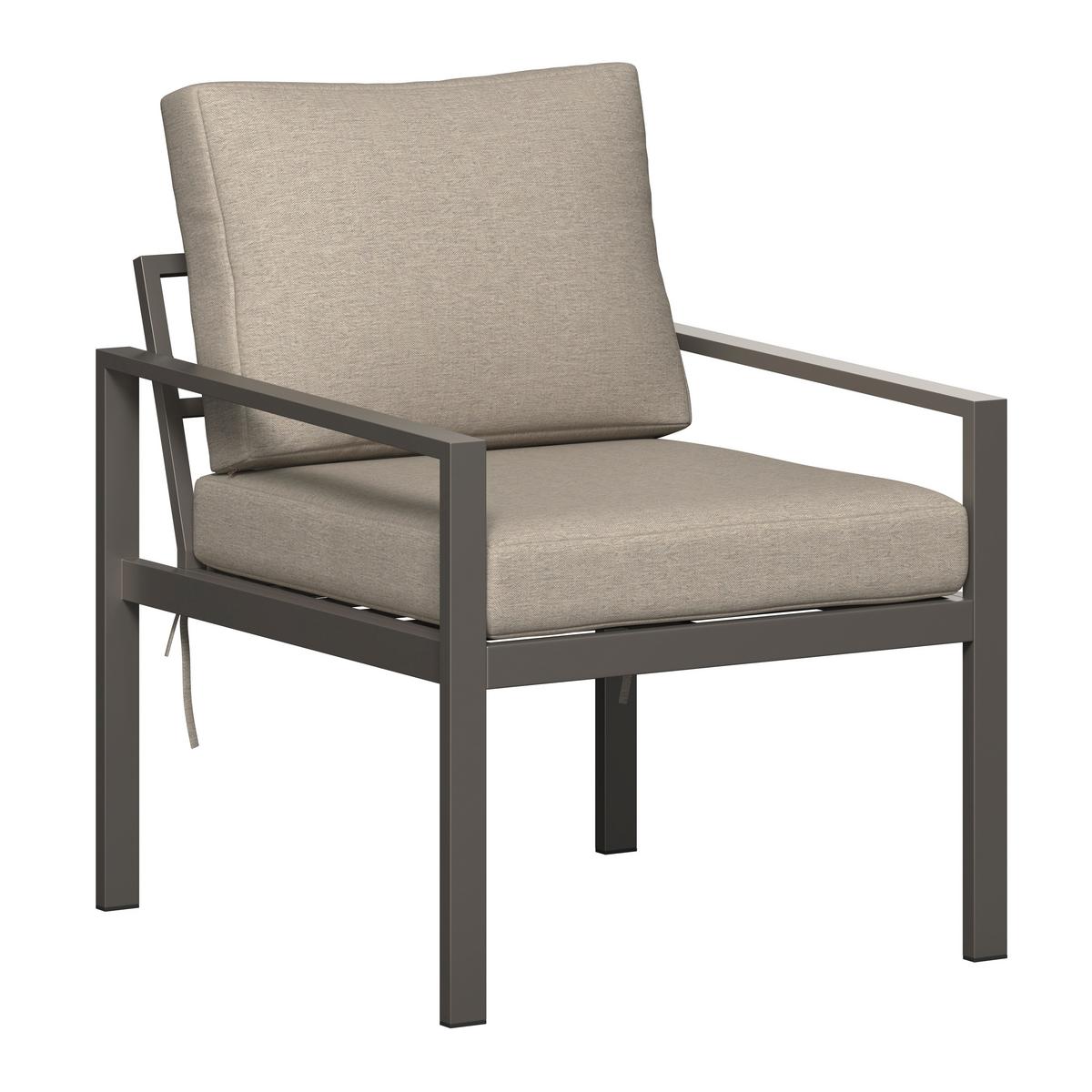 Loungegarnitur Zamora - Graubraun/Beigebraun, MODERN, Textil/Metall (105/35,5/50cm) - Beldano