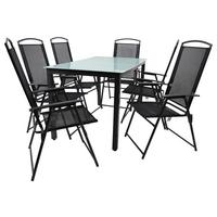 Gartenmöbel Set 7-tlg. Aus Metall/textil/glas - Anthrazit, Basics, Glas/Textil - Gardenson