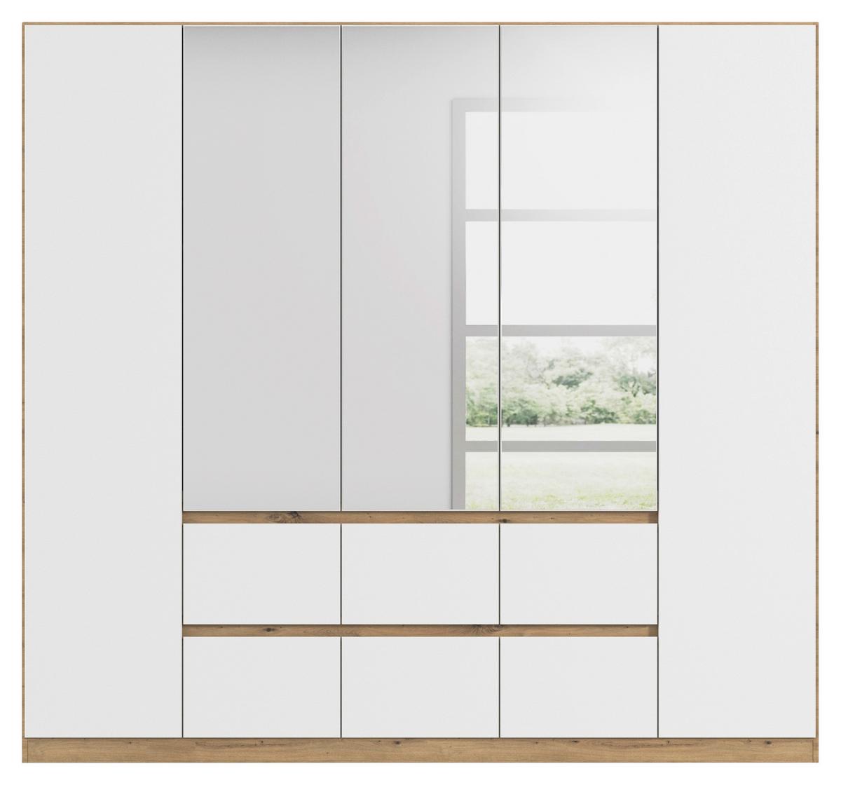 Drehtürenschrank Mainz - Silberfarben/Weiß, Basics, Holzwerkstoff (226/210/54cm) - Rauch Möbel