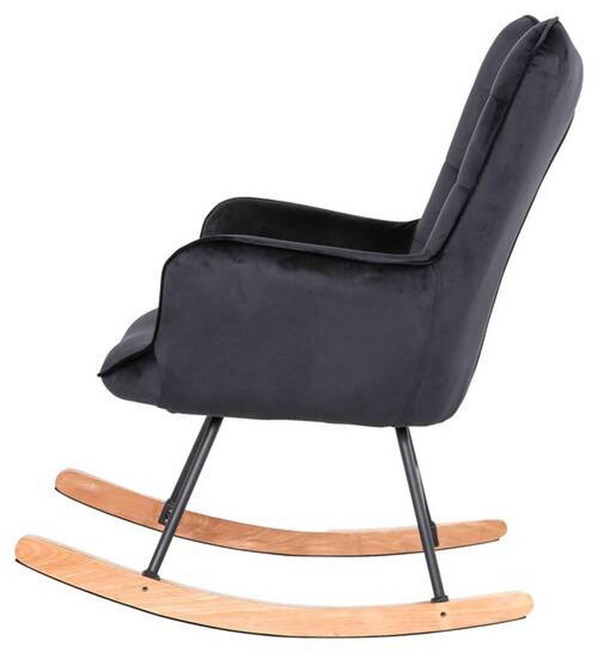 Schaukelstuhl mit Armlehnen Richie Echtholz/Samt Schwarz - Buchefarben/Schwarz, MODERN, Holz/Textil (72/92/92cm) - MID.YOU